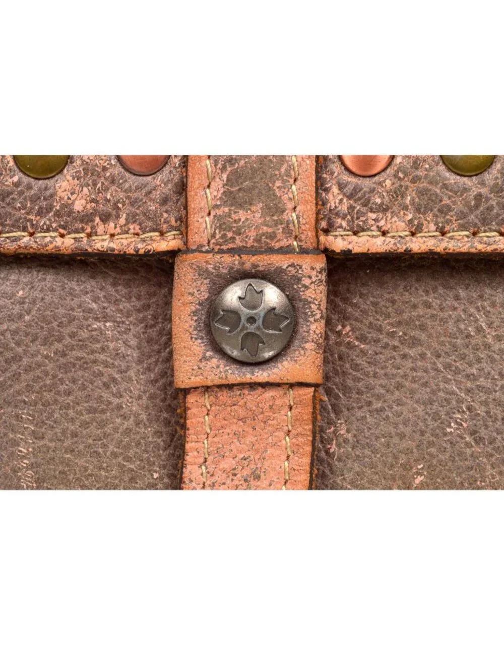 Patricia Nash Brown Italian Leather Studded Trifold Wallet